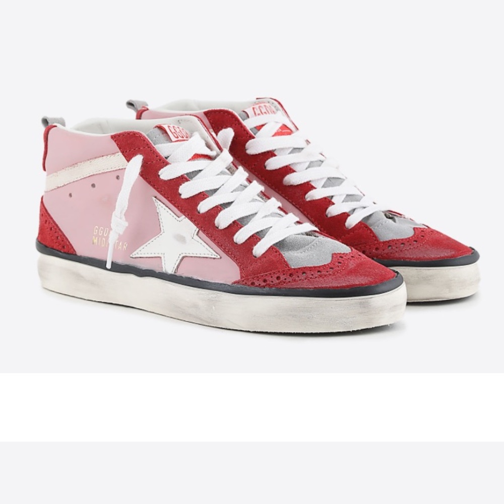 Golden Goose Mid Star Pink & Red Women’s Sneakers